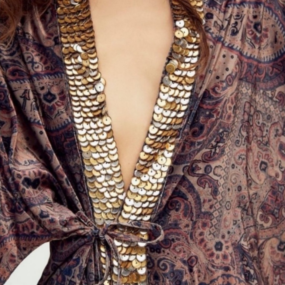 NWT Free People Layla Embellished Kimono Jacket SMALL - Picture 5 of 16